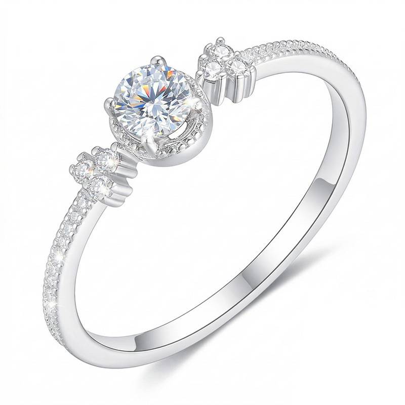 FX39379款S925银镀18K金蛋形Moissanite捧在心上Affordable LuxuryWomen's Ring0.5ct