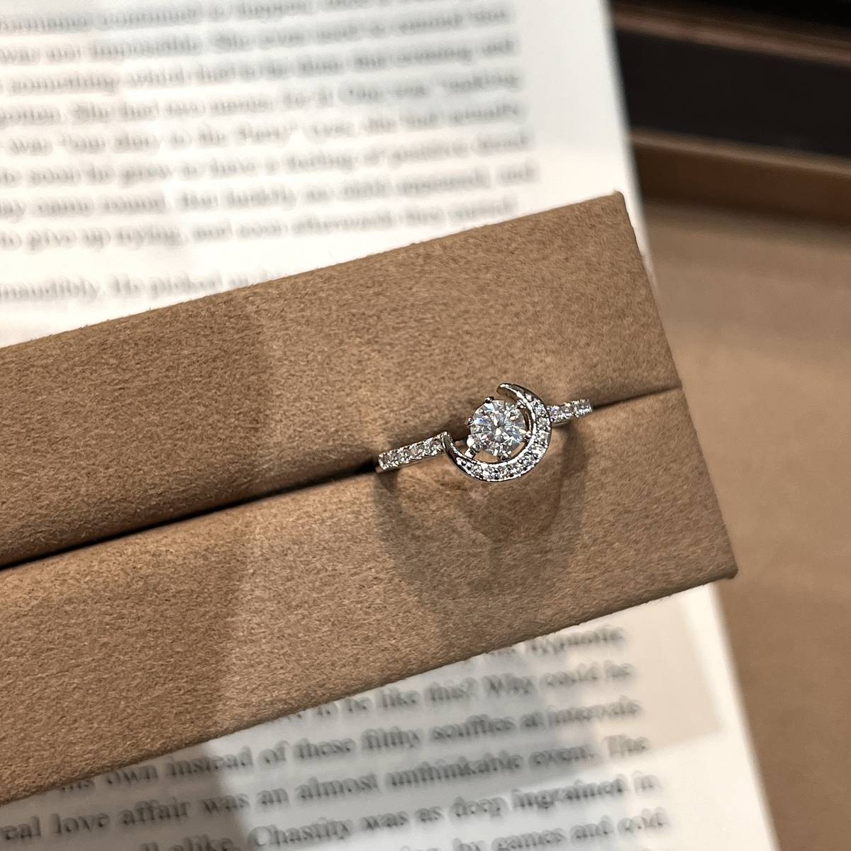 XY51款S925银镀18K白金圆形Moissanite星月神话Women's Ring主石5.0mm/0.5ct