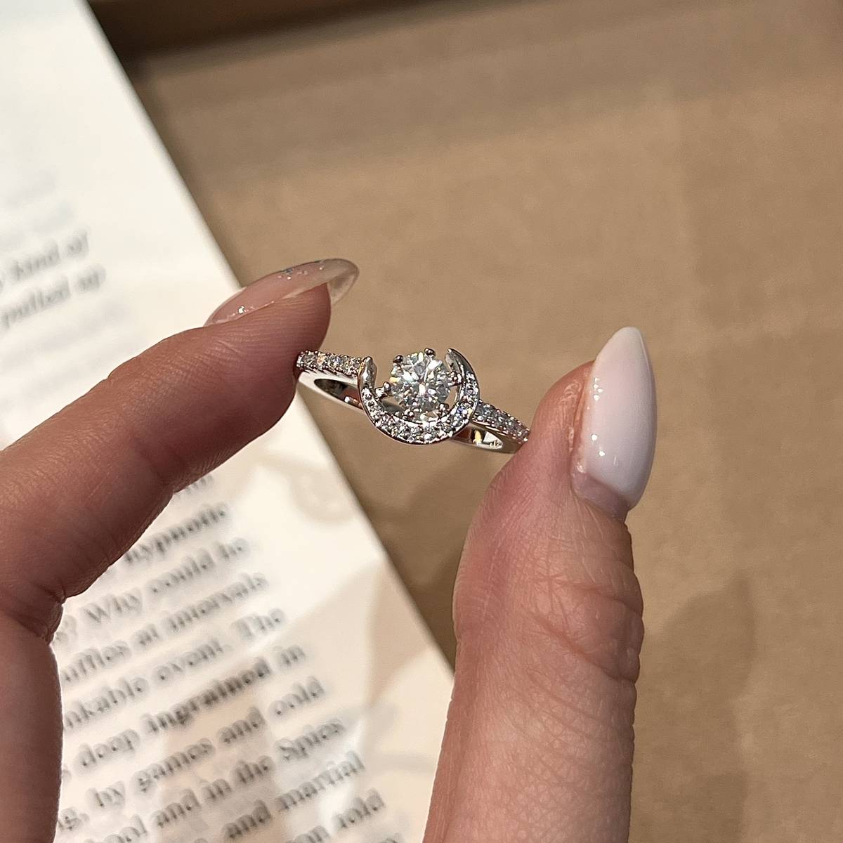 XY51款S925银镀18K白金圆形Moissanite星月神话Women's Ring主石5.0mm/0.5ct