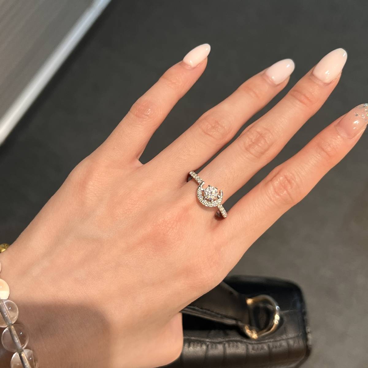 XY51款S925银镀18K白金圆形Moissanite星月神话Women's Ring主石5.0mm/0.5ct