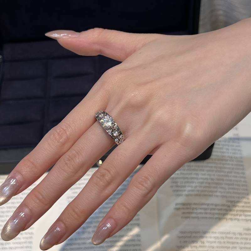 XY03款S925银镀18K白金圆形Moissanite宫廷风镂空Women's Ring主石6.5mm/1.0ct