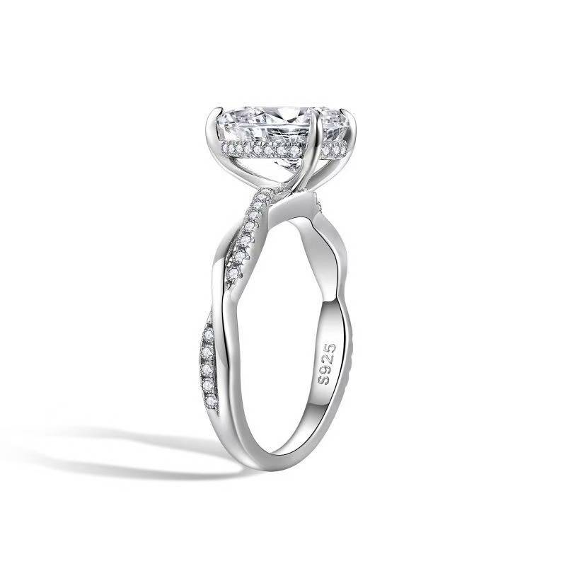 R3-0359梨语藤蔓款S925银镀18K金梨形MoissaniteWomen's Ring主石10*7mmmm/2.0c