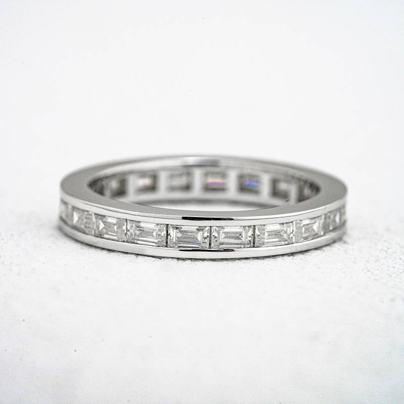R3-0642星河之光款S925银镀18K白金长方形Moissanite满镶排戒2.2ct
