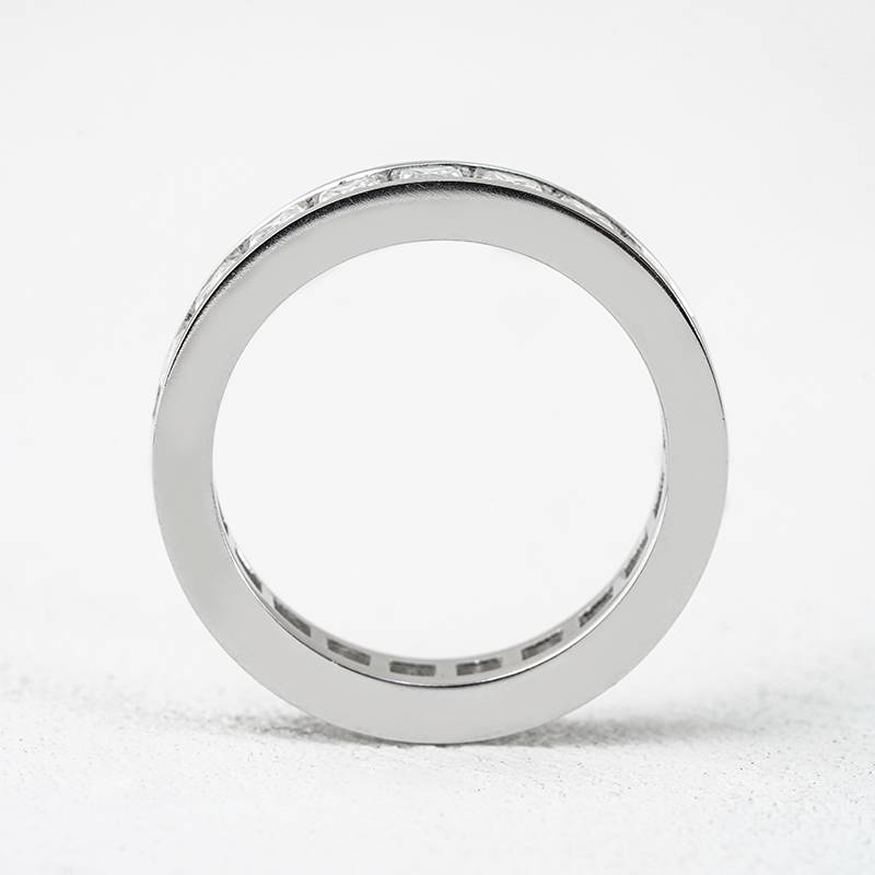 R3-0641公主绮缘款S925银镀18K白金公主方形Moissanite满镶排戒6.6ct