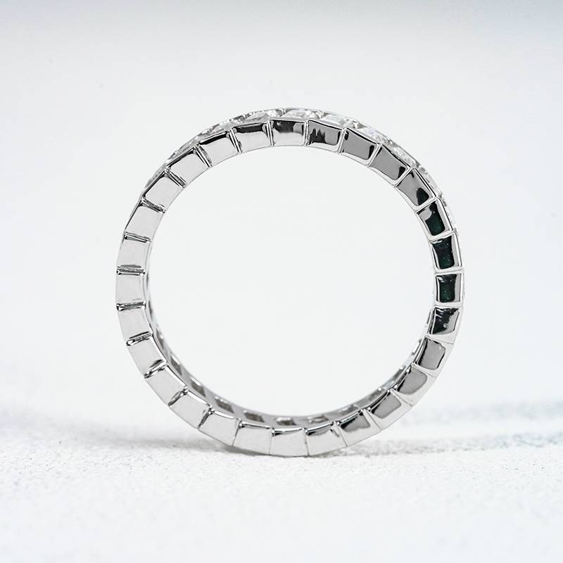 R3-0681天梯之约款S925银镀18K白金长方形Moissanite满镶排戒2.8ct