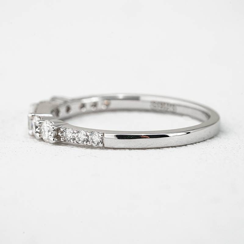 R3-0686方圆交辉款S925银镀18K白金长方形圆形Moissanite排戒0.19ct