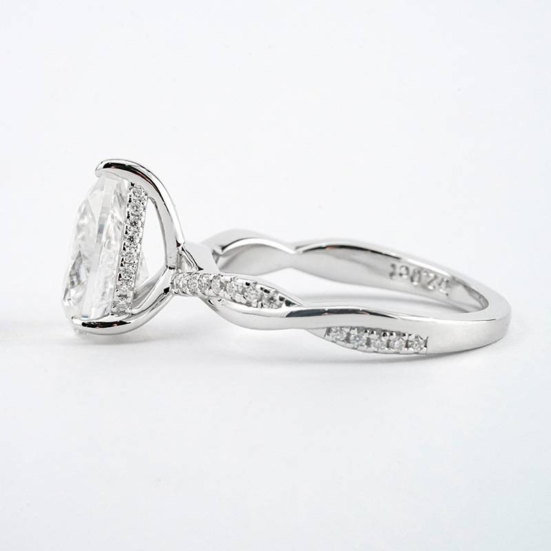 R3-0359梨语藤蔓款S925银镀18K金梨形MoissaniteWomen's Ring主石10*7mmmm/2.0c