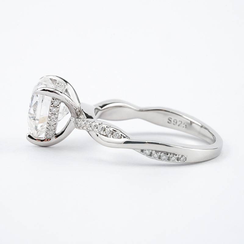 R3-0621甜心藤蔓款S925银镀18K白金心形MoissaniteWomen's Ring主石8*8mmmm/2.0ct