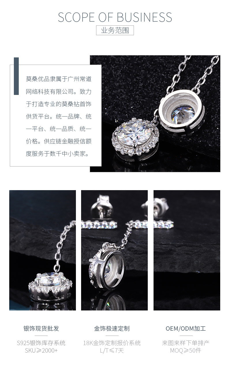 EM4008E星辰流苏款S925银镀18K白金圆形莫桑钻流苏耳钉0.5ct*2/1.0ct*2 - 3