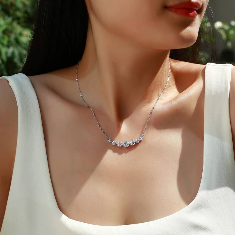 CN250款S925银镀18K金圆形Moissanite闪烁星河Necklace3.4ct