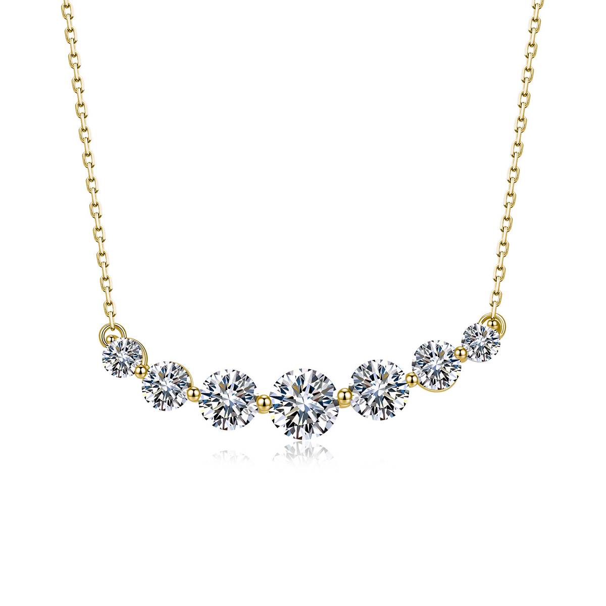 CN250款S925银镀18K金圆形Moissanite闪烁星河Necklace3.4ct