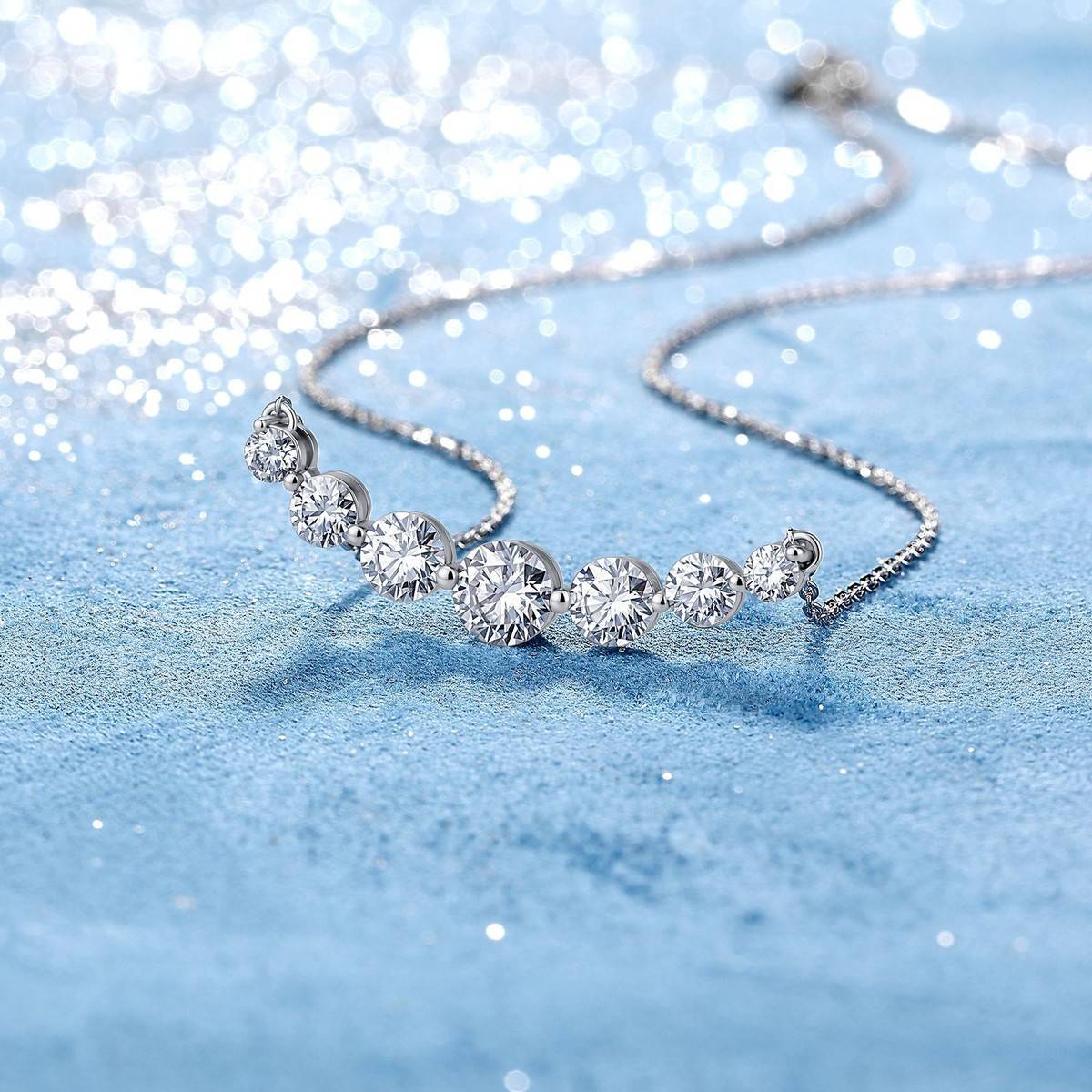 CN250款S925银镀18K金圆形Moissanite闪烁星河Necklace3.4ct