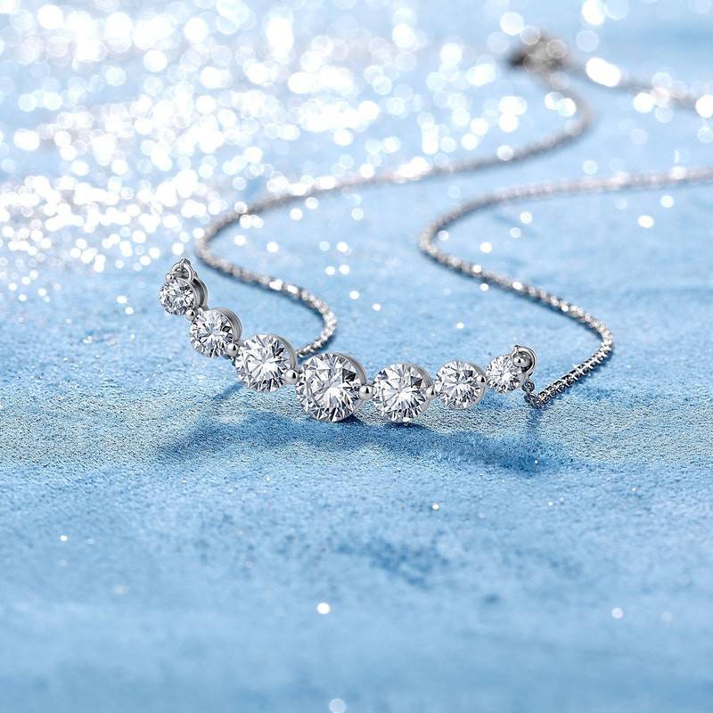 CN250款S925银镀18K金圆形Moissanite闪烁星河Necklace3.4ct