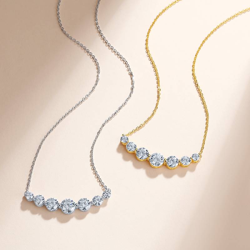 CN250款S925银镀18K金圆形Moissanite闪烁星河Necklace3.4ct