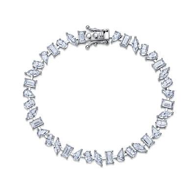 SB0393103 S925 silver plated 18K gold irregular Moissanite dazzling geometric bracelet 11.4ct