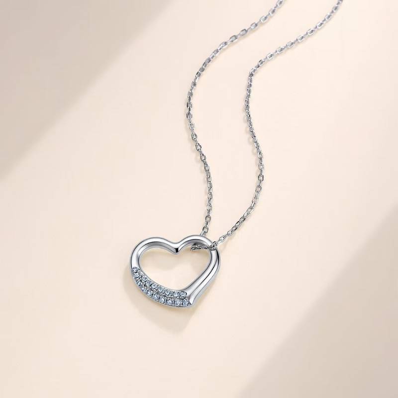 MP0507款S925银镀18K金Moissanite爱心满满Necklace0.13ct
