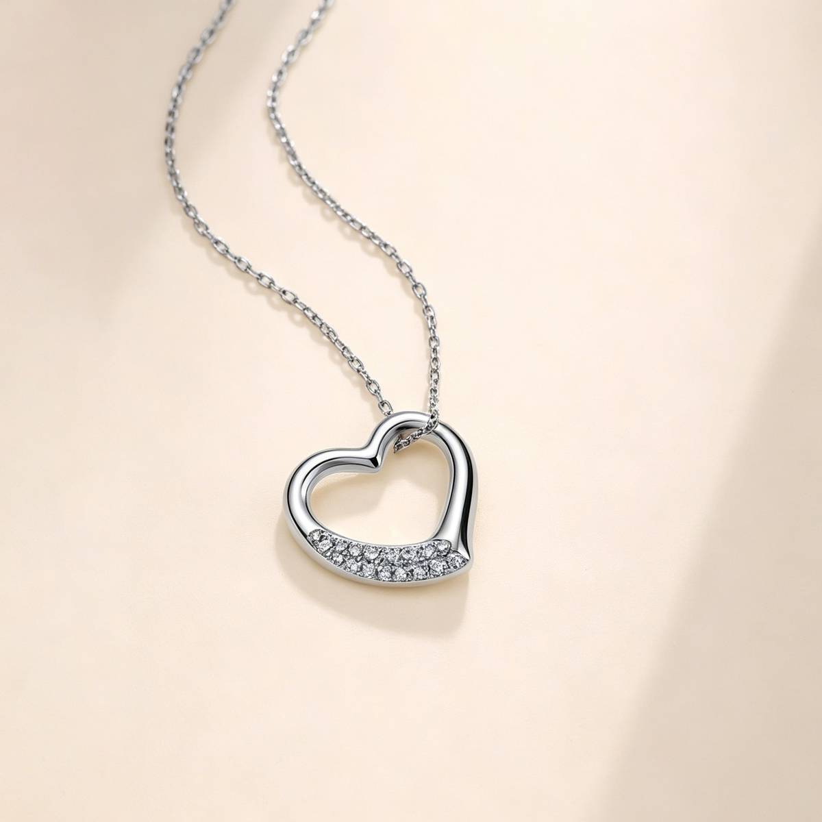 MP0507款S925银镀18K金Moissanite爱心满满Necklace0.13ct