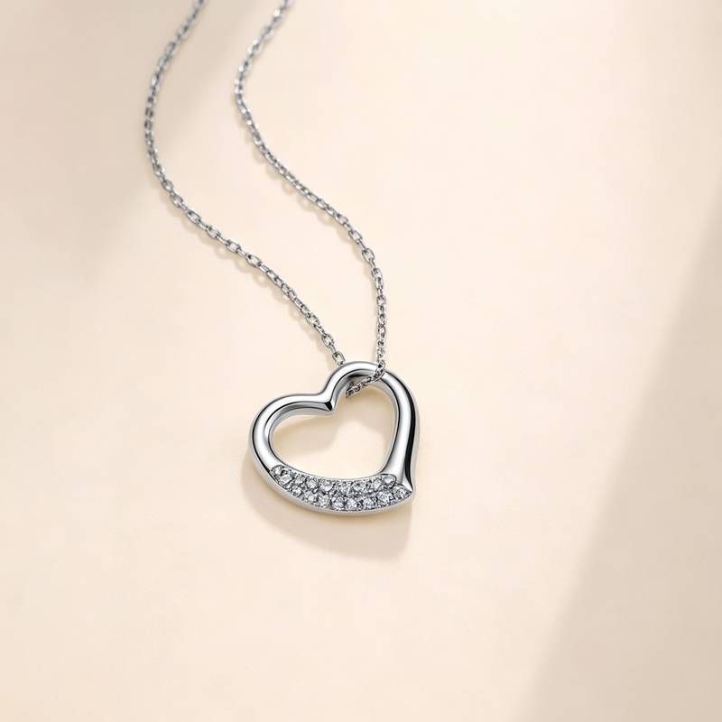MP0507款S925银镀18K金Moissanite爱心满满Necklace0.13ct