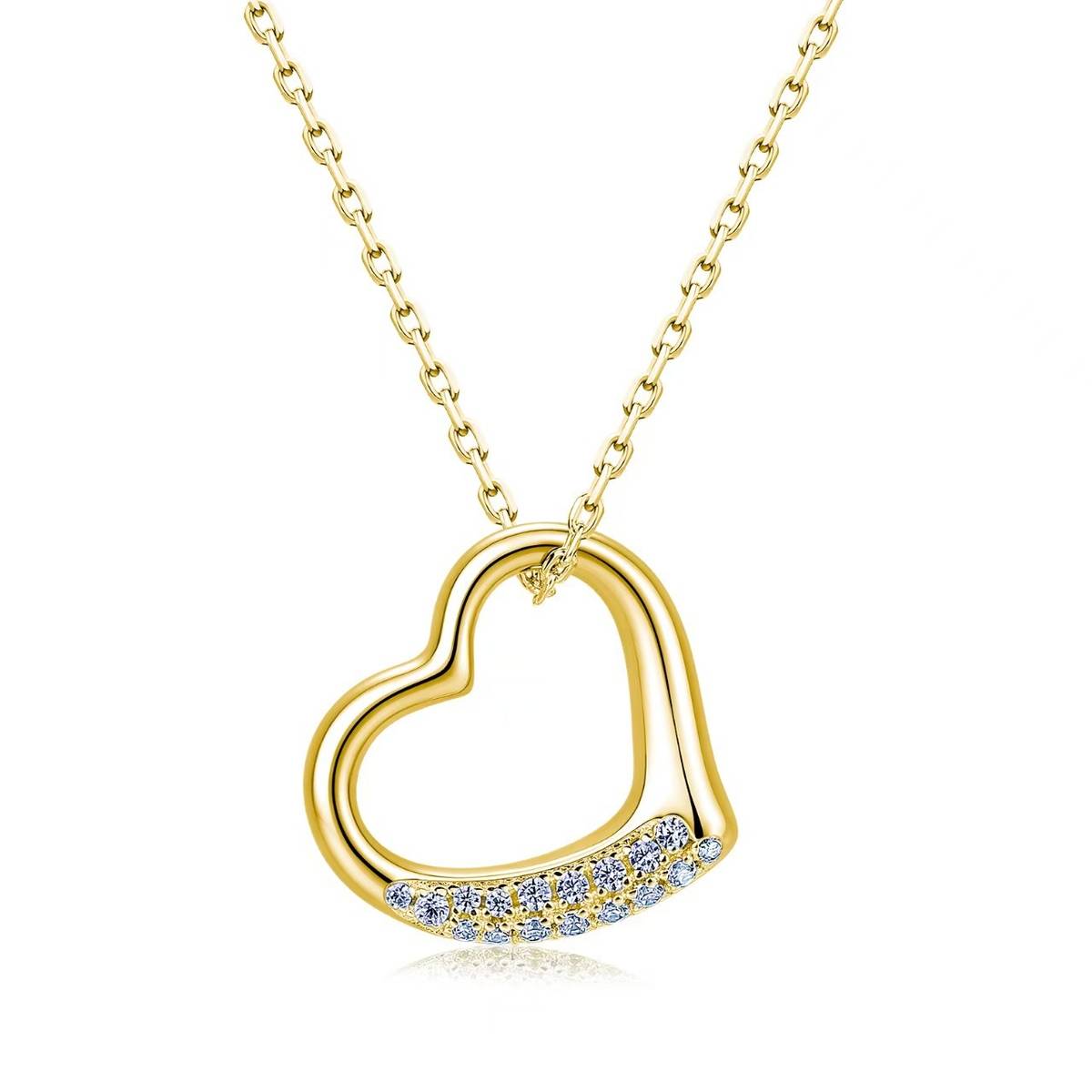 MP0507款S925银镀18K金Moissanite爱心满满Necklace0.13ct
