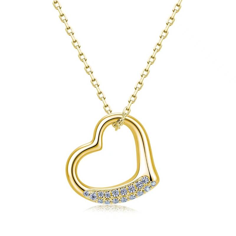 MP0507款S925银镀18K金Moissanite爱心满满Necklace0.13ct