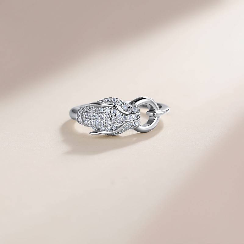 MR1180款S925银镀18K金Moissanite满镶豹头Ring0.53ct