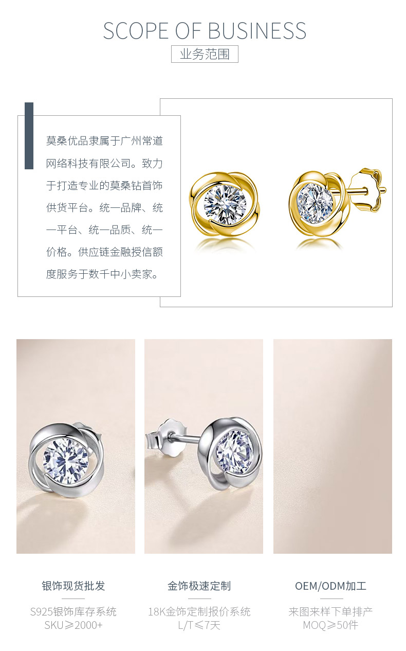 MT0095-S款S925银镀18K金圆形莫桑钻旋风耳钉0.5ct*2 - 3