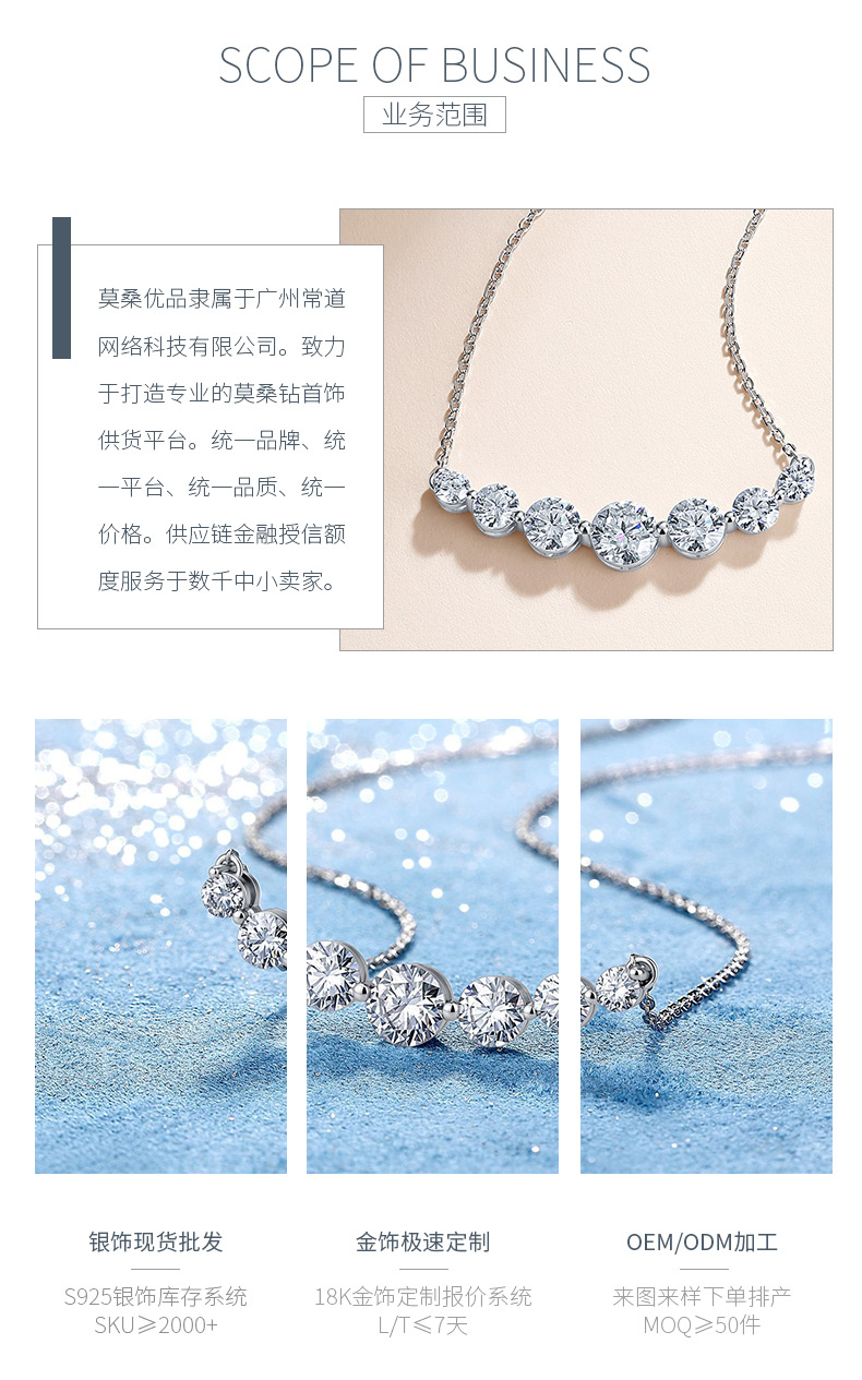 CN250款S925银镀18K金圆形莫桑钻闪烁星河项链3.4ct - 3