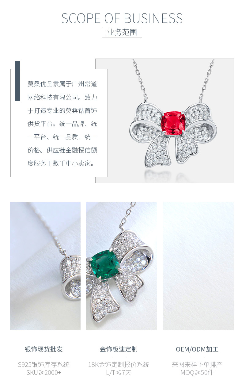 N202307款S925银镀18K白金枕形培育彩宝项链主石7*7mm/1.31ct - 3
