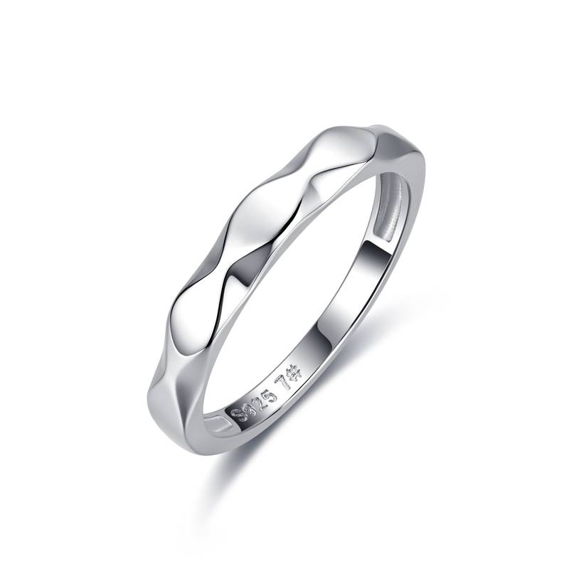 R52617款银镀18K白金圆形莫桑钻轻奢对戒0.19ct