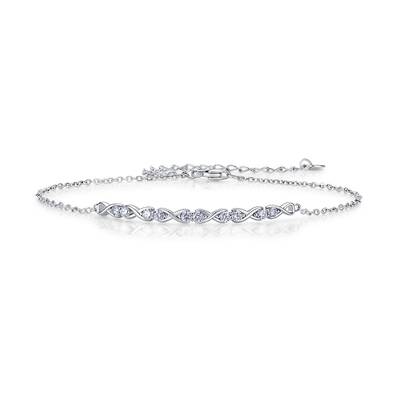 B52597-BMC Silver Plated 18White Gold RoundMoissanite Light Luxury Unlimited Symbol Bracelet 0.27ct