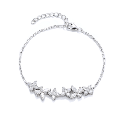 UCB0185 Wrist Broken Diamond Butterfly Flower Plated 18White Gold LAB Gemstone Moissanite Bracelet 9.2ct