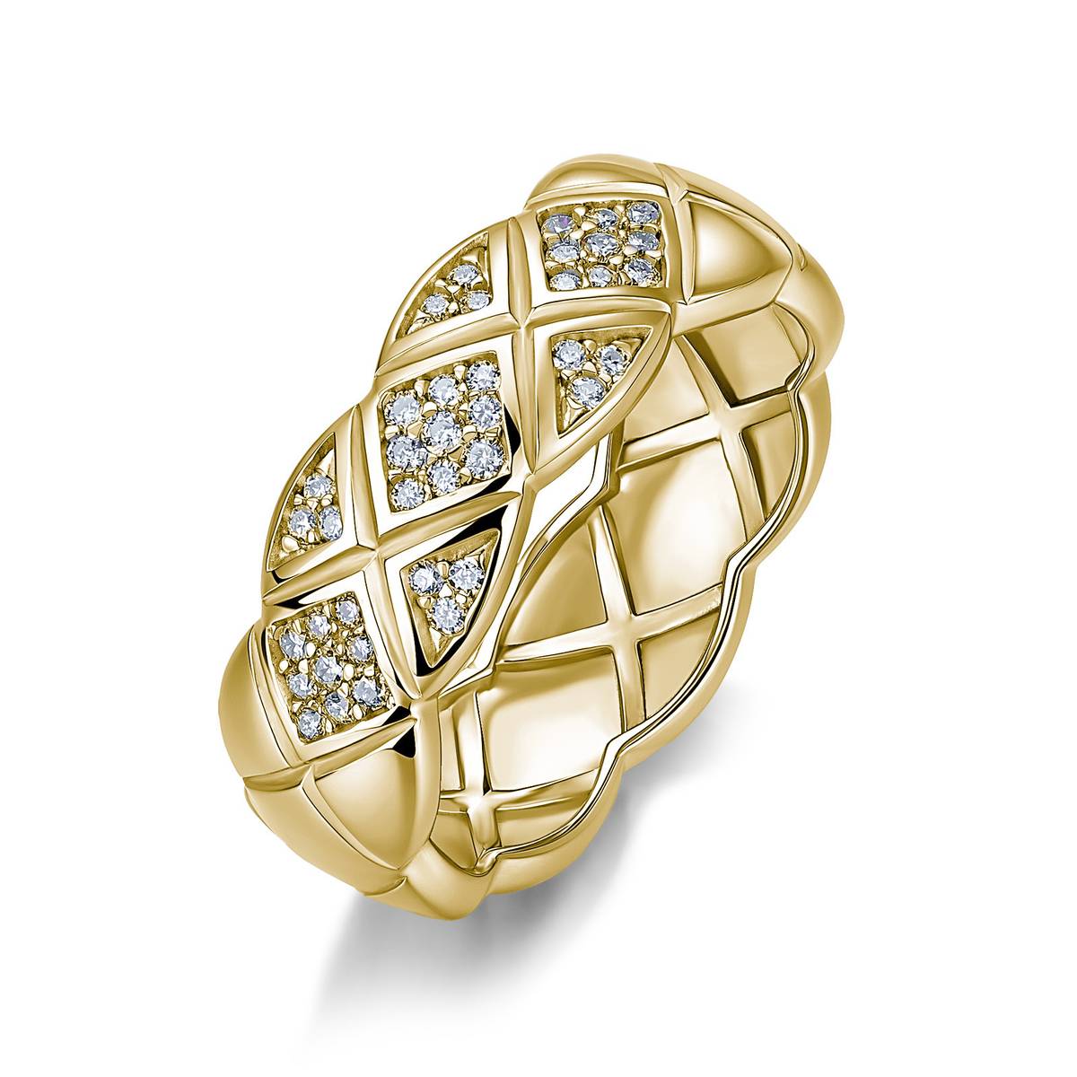 SR0737801款S925银镀18K金莫桑钻菱形格女戒0.22ct