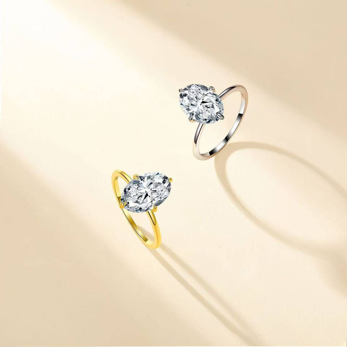 SR0649203款S925银镀18K金莫桑钻轻奢鸽子蛋女戒主石12*8mm/4.5ct