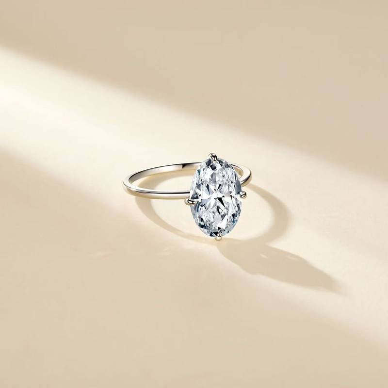 SR0649203款S925银镀18K金莫桑钻轻奢鸽子蛋女戒主石12*8mm/4.5ct