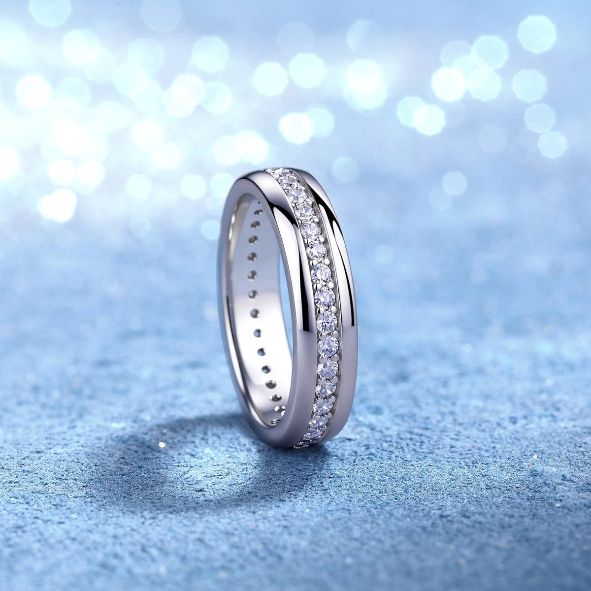 SR0269002款S925银镀18K金莫桑钻浩渺星河女戒0.54ct
