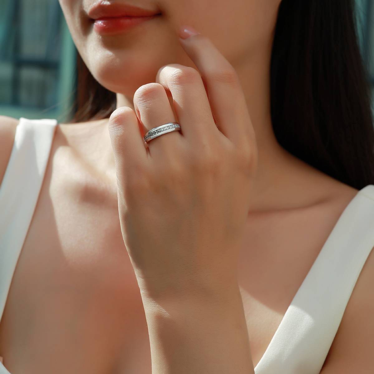 SR0269002款S925银镀18K金莫桑钻浩渺星河女戒0.54ct