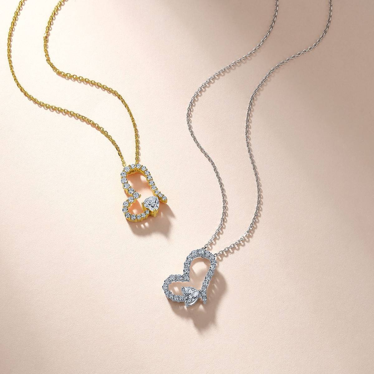 SN0242303款S925银镀18K金心形莫桑钻轻奢项链1.1ct