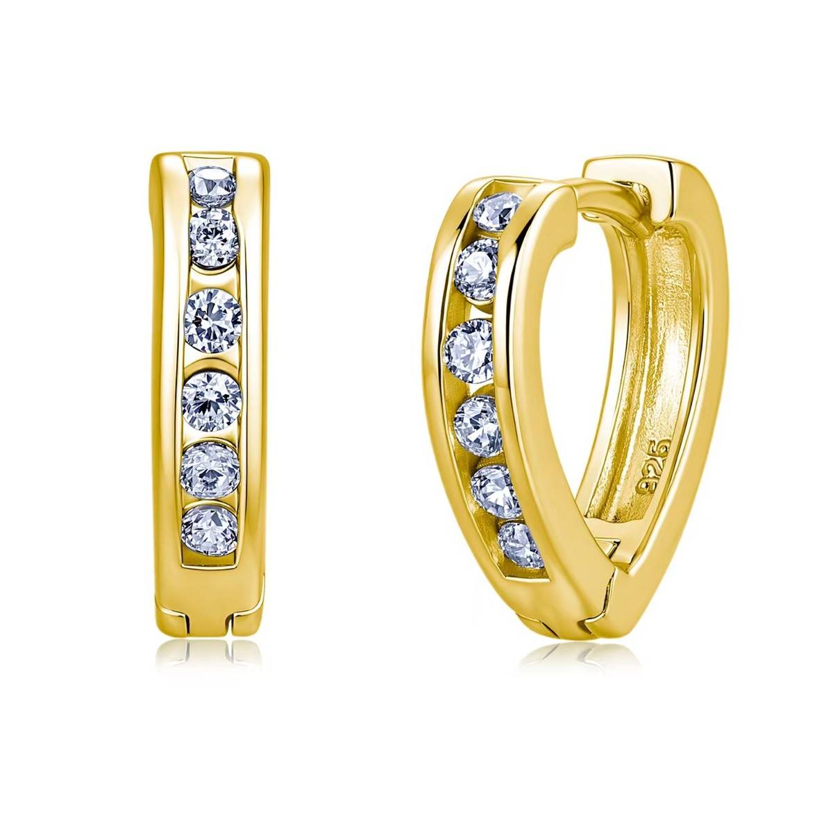 SE0126203款S925银镀18K金莫桑钻心形耳环0.4ct