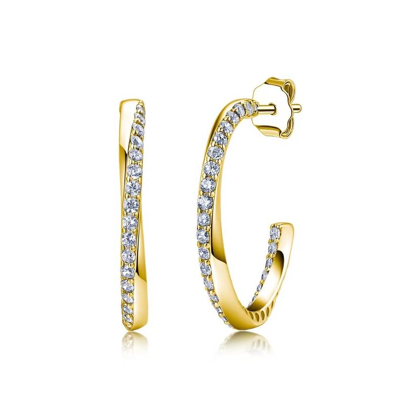 SE0384904款S925银镀18K金莫桑钻乌斯莫比环耳环0.9ct