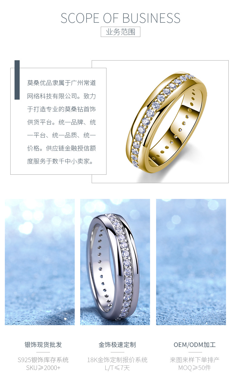 SR0269002款S925银镀18K金莫桑钻浩渺星河女戒0.54ct - 3