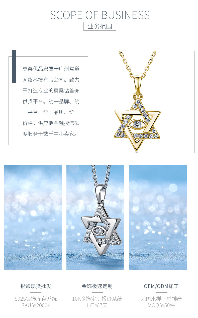 SN0258103款S925银镀18K金莫桑钻六芒星恶魔之眼项链0.33ct - 3