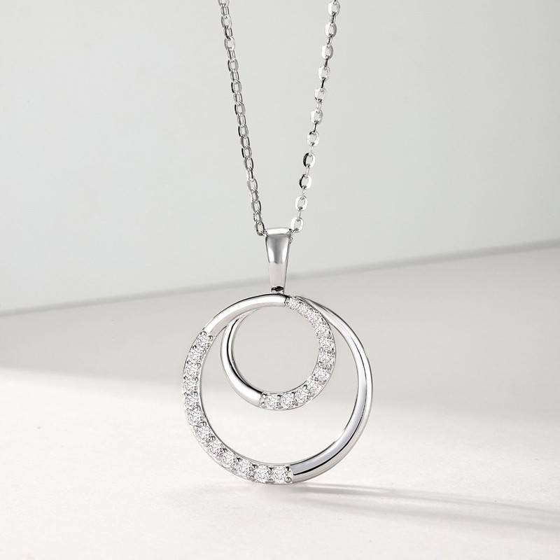 MP0155款S925银镀18K白金莫桑钻漩涡项链0.366ct