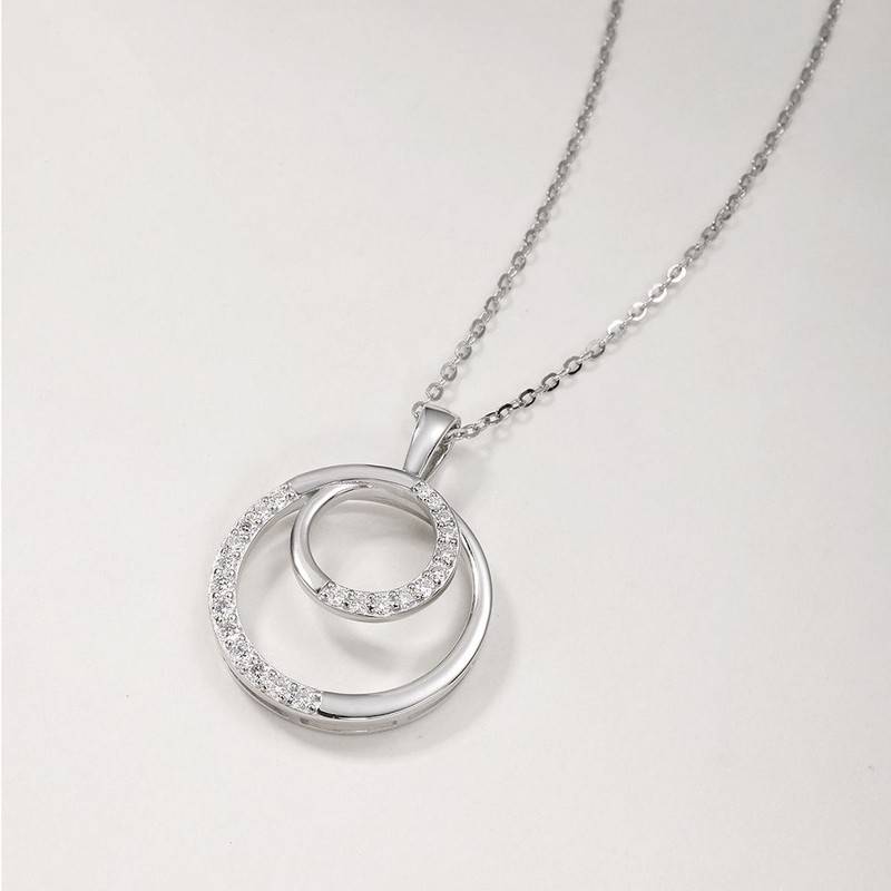 MP0155款S925银镀18K白金莫桑钻漩涡项链0.366ct