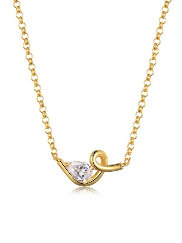MP0044款S925银镀18K白金梨形莫桑钻缠绕线项链0.8ct