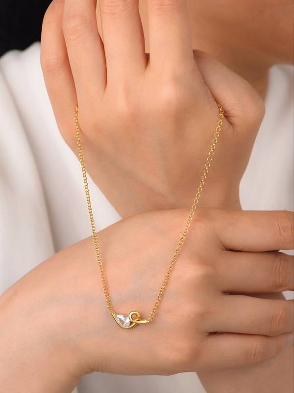 MP0044款S925银镀18K白金梨形莫桑钻缠绕线项链0.8ct