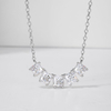 MP0141款S925银镀18K白金五颗公主方钻莫桑钻微笑项链2.0ct 2