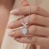 MP0118款S925银镀18K白金蛋形莫桑钻交织项链1.0ct 3