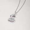 MP0123款S925银镀18K白金心形莫桑钻双海豚项链1.2ct 5