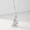 MP0123款S925银镀18K白金心形莫桑钻双海豚项链1.2ct 2