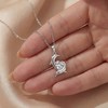 MP0123款S925银镀18K白金心形莫桑钻双海豚项链1.2ct 3